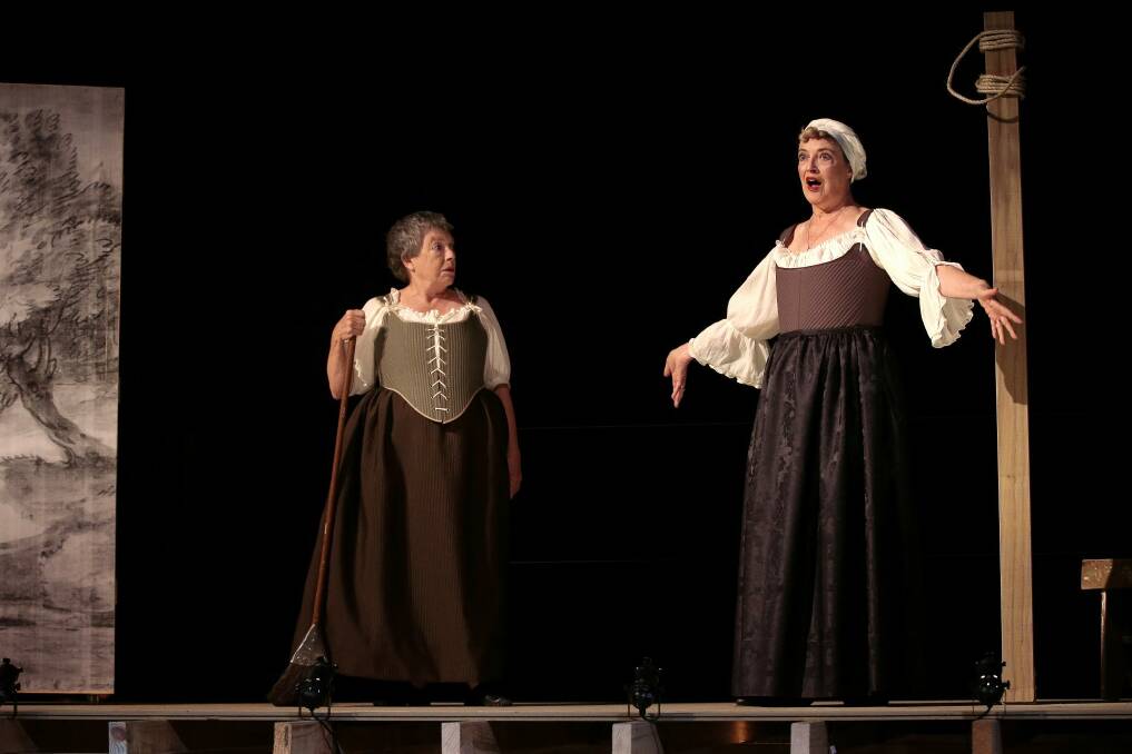 Liz Bradley, left, and Karen Vickery star in Playhouse Creatures about women in  theatre in the Restoration period. Photo: Jeffrey Chan