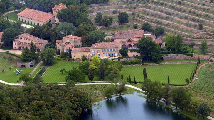 An aerial view of the Chateau Miraval, a vineyard estate owned by US actors Brad Pitt and Angelina Jolie, where the couple were married. Photo: AFP