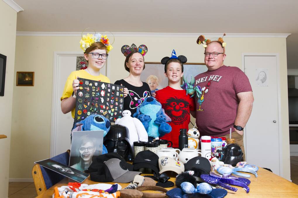 The Moloney family with their Disney haul: 14-year-old Lauren, Sarah, Connor, 13, and Pat. Photo: Dion Georgopoulos