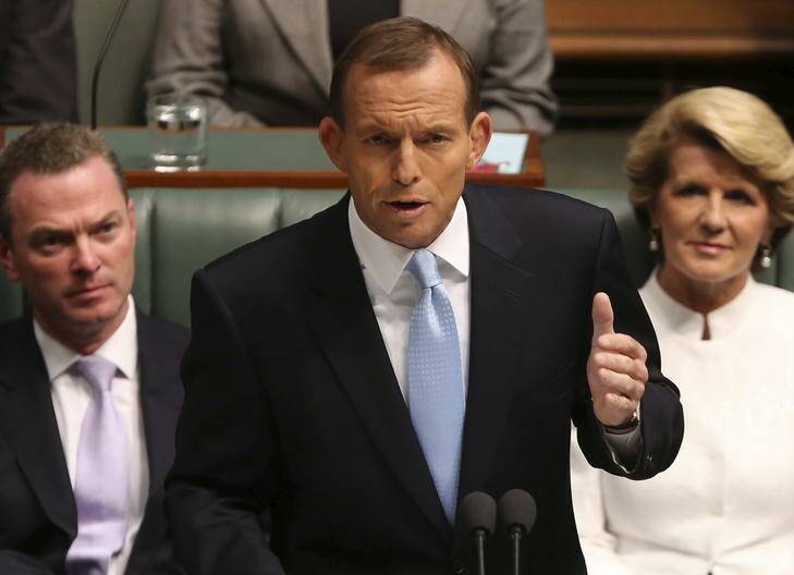 Opposition Leader Tony Abbott delivers his Budget reply speech. Photo: Penny Bradfield