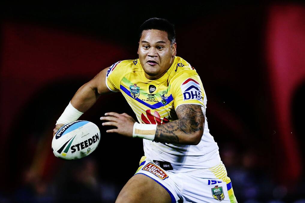 Raiders centre Joey Leilua is working on his combination with winger Jordan Rapana. Photo: Getty Images