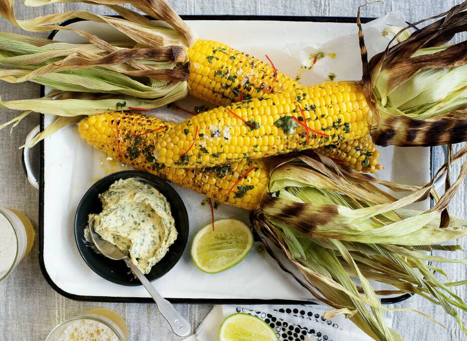To barbecue corn, soak the entire cob in water and then grill on each side for 10 minutes. Photo: Christopher Pearce