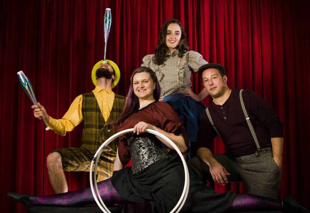 Jano Simko, left, Stephanie McConnell, Kara Blackburn and Isaac Gordon are some of the performers in <i>Barnum</i>. Photo: Pat Gallagher