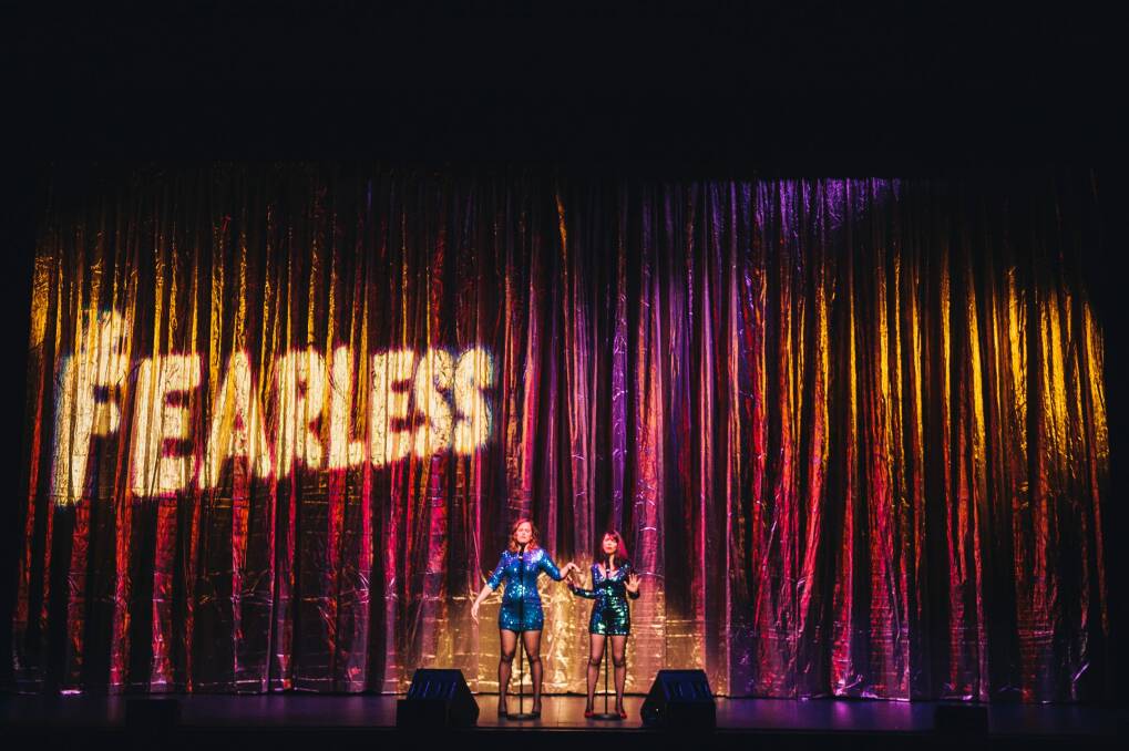Sparrow-Folk, Juliet Moody and Catherine Crowley perform in a media preview of the Fearless Comedy Gala to raise money for the Domestic Violence Crisis Service Photo: Rohan Thomson