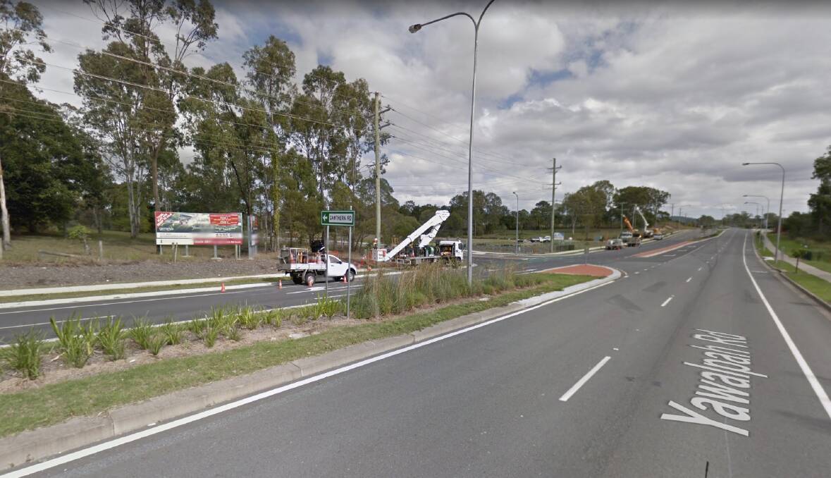 The intersection of Yawalpah Road and Gawthern Drive in Pimpama, near where the Ford Falcon crashed. (File image) Photo: Google Maps