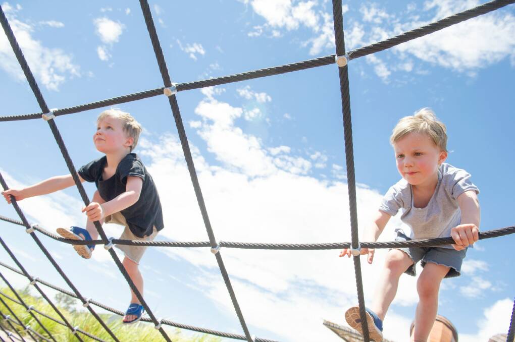 James and Lewis Gunn playing in the Arboretum playground.  Photo: Jay Cronan