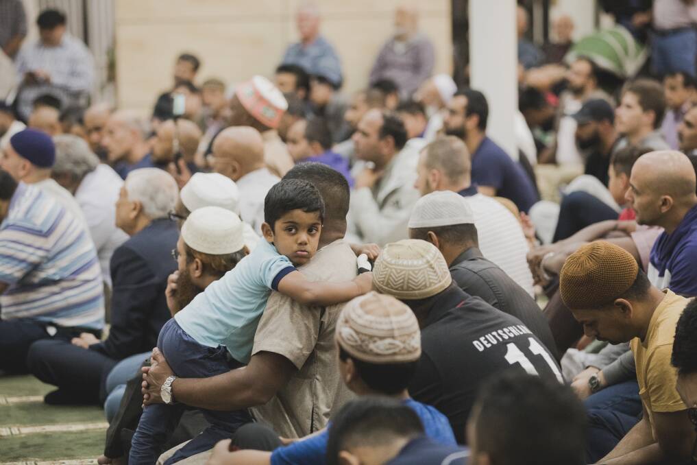 A large crowd gathered at Canberra Islamic Centre to remember the victims of the Christchurch massacre.
 Photo: Jamila Toderas