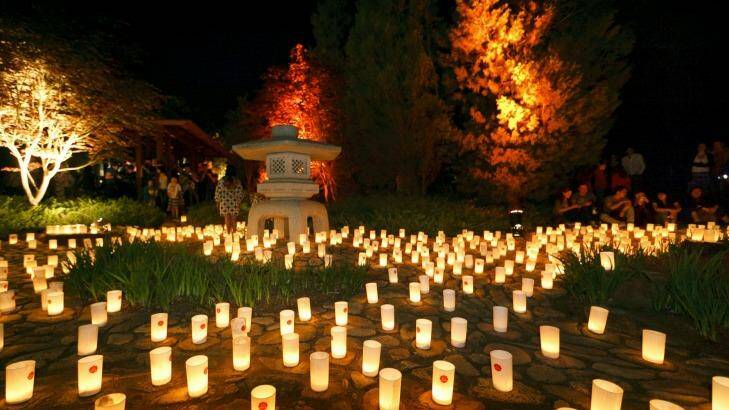 All lit up: Candles glow at last year's Canberra Nara Candle Festival. Photo: Supplied