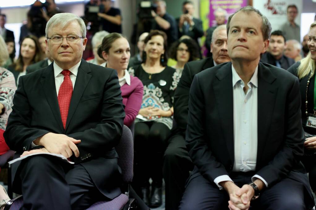 Kevin Rudd with current Labor leader Bill Shorten. Photo: Andrew Meares