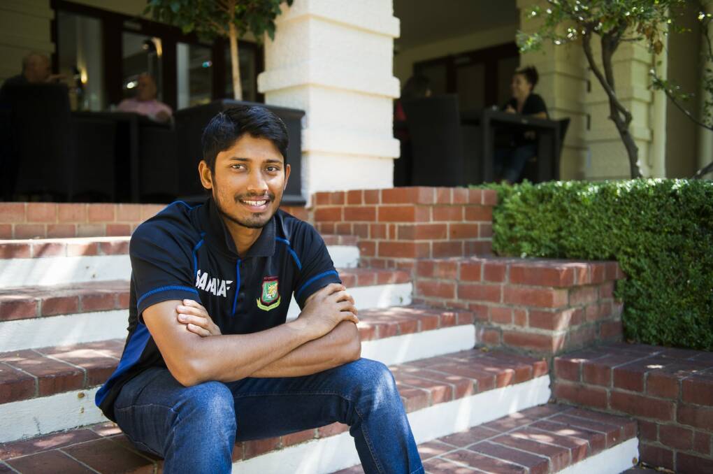 ''We need to perform for the people'': The Bangladesh cricket team's Anamul Haque after arriving in Canberra ahead of their game against Afghanistan next Wednesday.
 Photo: Rohan Thomson