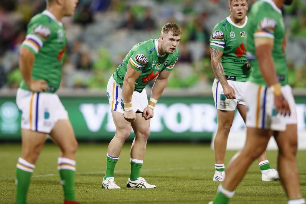 Hudson Young realised a dream in his Canberra Raiders debut. Photo: Keegan Carroll/ NRL Imagery