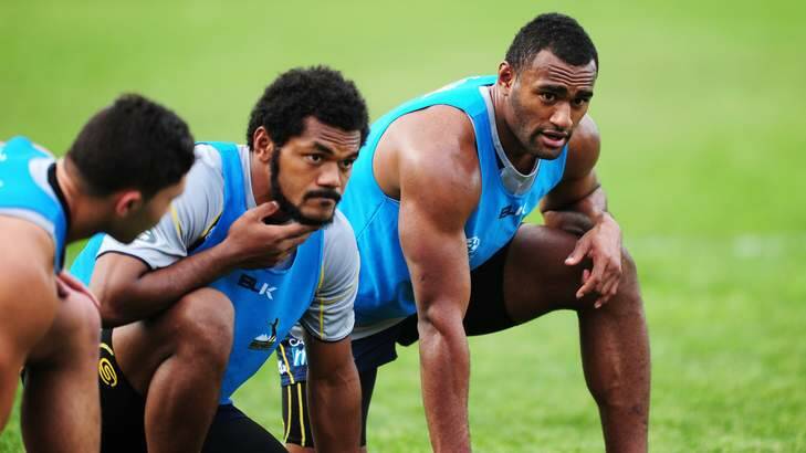 Henry Speight, centre, has blocked out his Wallabies omission. Photo: Katherine Griffiths