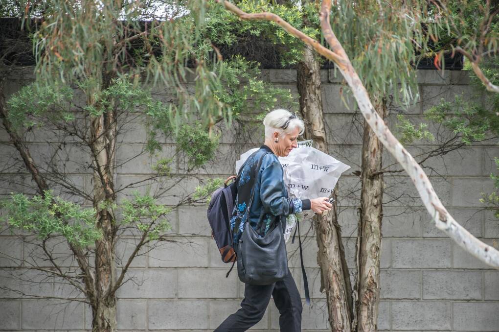Genevieve Jacobs leaving ABC headquarters in Wakefield Avenue, Dickson last week. She signs off for good from ABC Radio Canberra on Friday. Photo: karleen minney