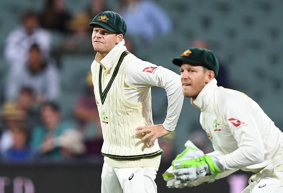 Tim Paine (right) is leading the national side in Steve Smith's absence. Photo: Dave Hunt