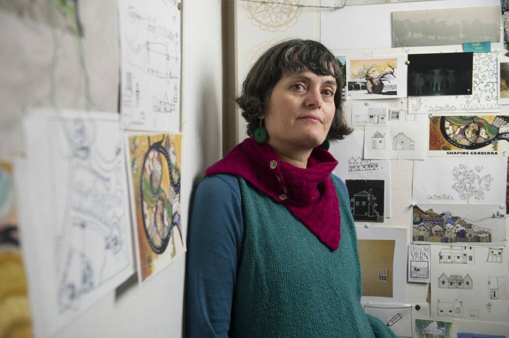 Craft ACT artist-in-residence Ruth Hingston in her studio.
 Photo: Jay Cronan