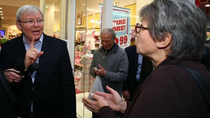 Prime Minister Kevin Rudd in Westfield Penrith on Friday. Photo: Andrew Meares