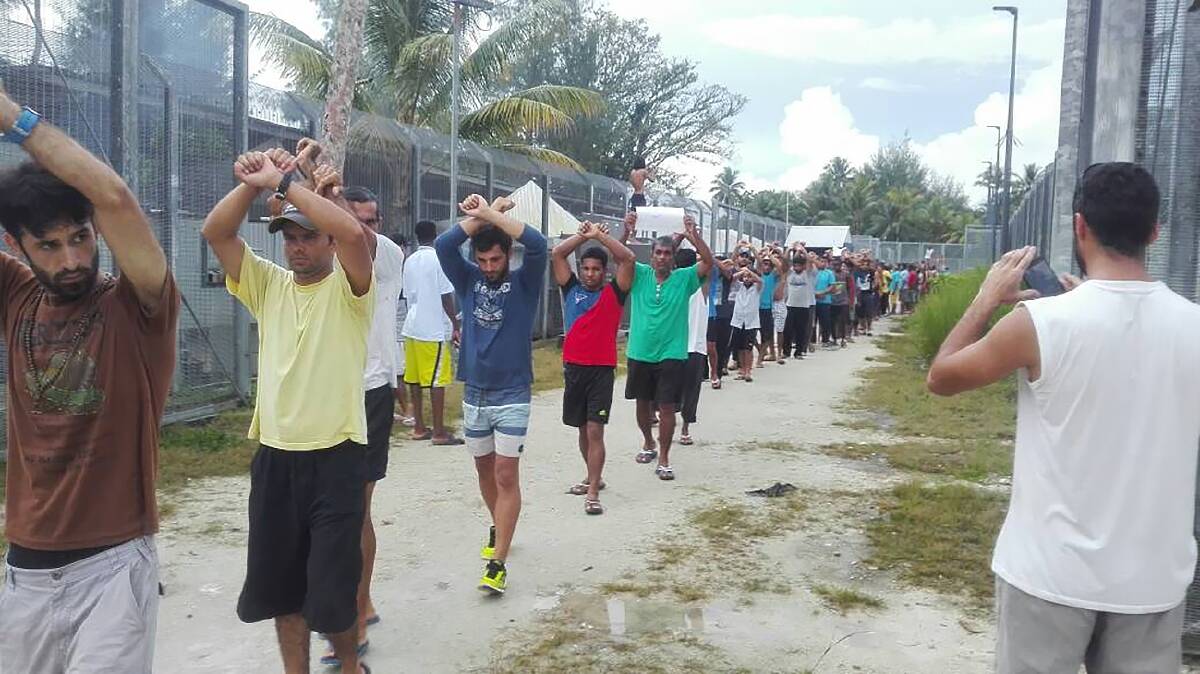 Protests inside the former Manus Island detention centre on November 11. Photo: Refugee Action Coalition