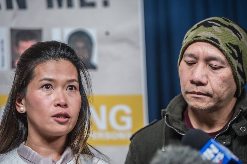 Beth and Will Policarpio make a public plea for information on the whereabouts of their son, Jean Vincent Policarpio, who disappeared from their Bonner home on September 26, 2017. Photo: Karleen Minney