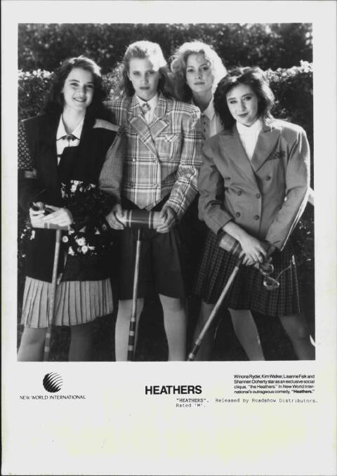 In the movie <i>Heathers</i> from left: Winona Ryder, Kim Walker, Lisanne Falk and Shannon Doherty. Photo: New World International