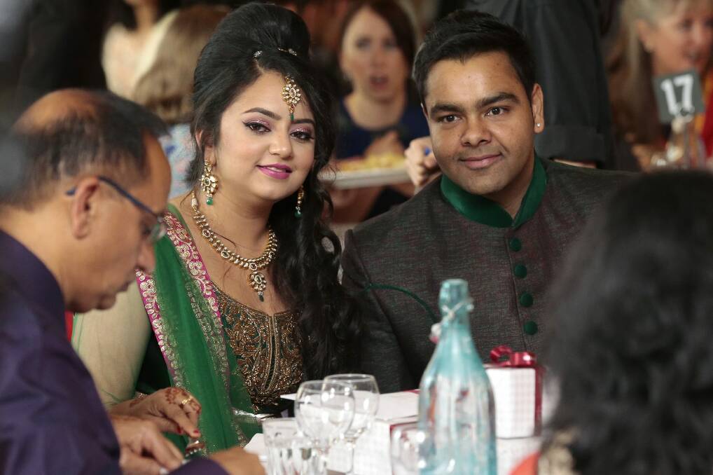 In love: They have only known each other for a short time but Aastha and Himanshu say they are already smitten with each other.  Photo: Jeffrey Chan
