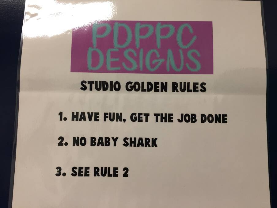 The pertinent rules of The Woden School recording studio where the students' smash-hit song was made. No Baby Shark was included. Photo: Megan Doherty