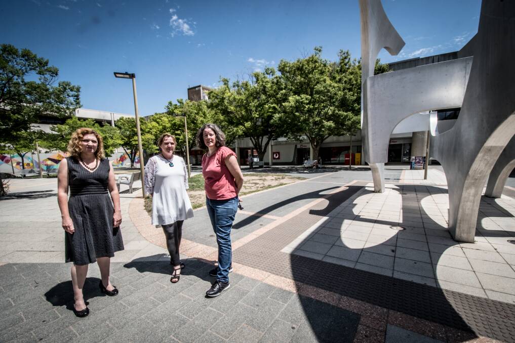 Woden residents Emma Davidson, Louise Cooke and Fiona Carrick believe the move to higher density building has changed the area. Photo: Karleen Minney