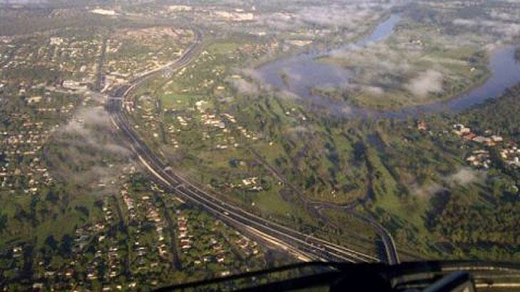 The Bremer River in flood. Photo: Peter Doherty, Channel Seven