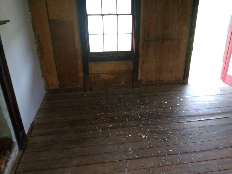 Some of the damage inside the Orroral Homestead after it was vandalised.  Photo: Supplied