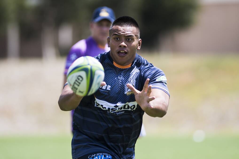 Allan Alaalatoa returned to Brumbies training on Thursday. Photo: Dion Georgopoulos