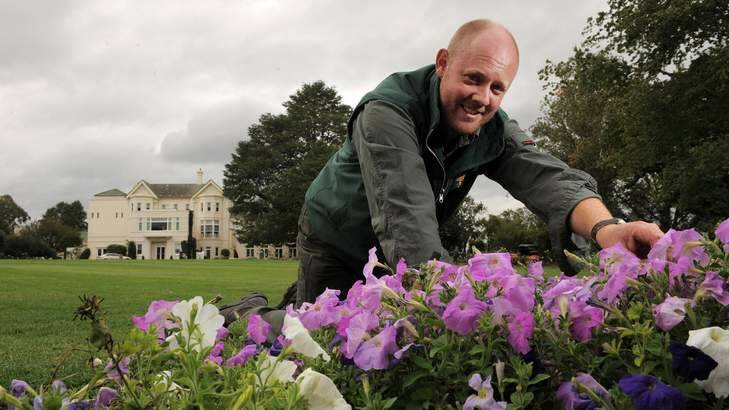 Gardening co-ordinator at Government House, Andrew Thompson, prepares the grounds for Sunday's open day. Photo: Graham Tidy