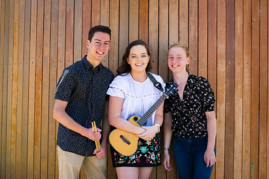 Sophie Edwards (centre), and her band members Hugh Magri and Lara Walters, will be playing at Googfest. Photo: Dion Georgopoulos