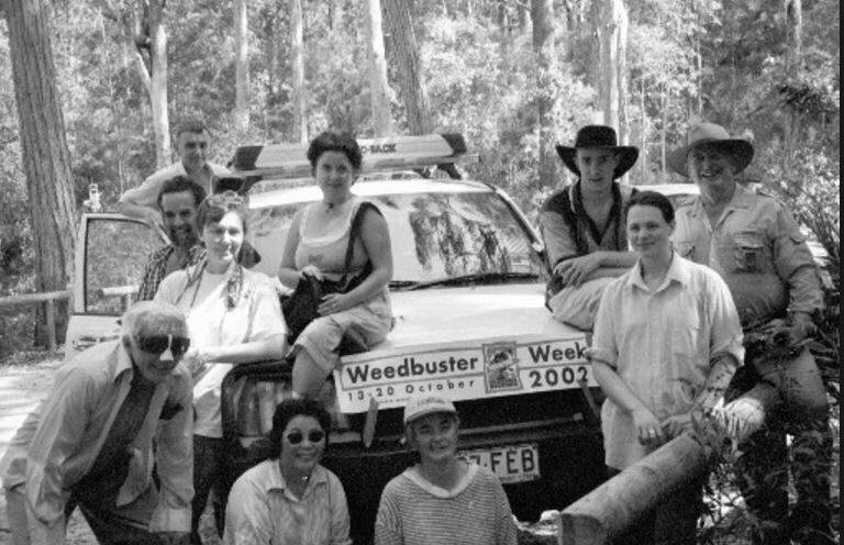 John Sinclair (far right) with the Fraser Island Defenders Organisation in 2002. Photo: Fraser Island Defenders Organisation.