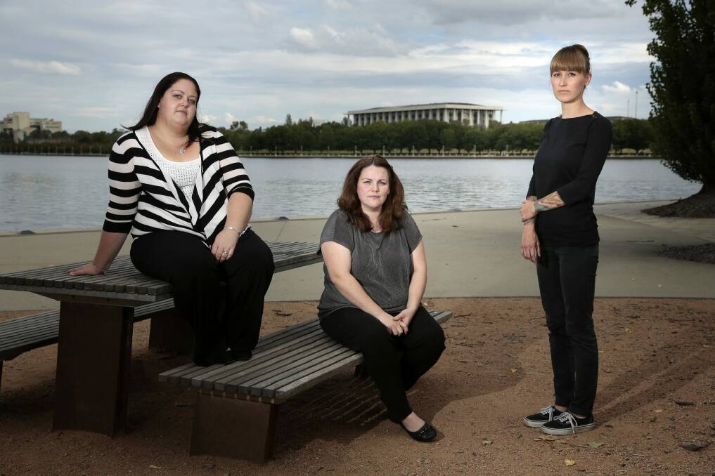 Emma Luke, of Captains Flat, with Jennelle McAppion, of Theodore, and Cass Grame, of Queanbeyan, who are raising funds in honour of Tara Costigan. Photo: Jeffrey Chan