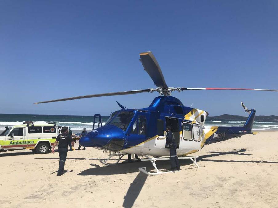 A teenager enjoying his schoolies week was reportedly caught in a rip and almost drowned on the Sunshine Coast. Photo: RACQ LifeFlight Rescue