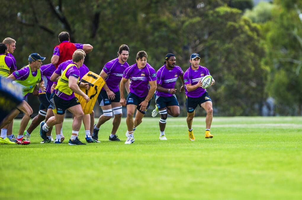 Brumbies players are sweating it out during training this pre-season. Photo: Jamila Toderas