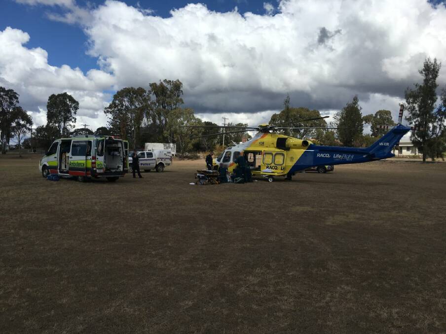 RACQ LifeFlight Toowoomba airlifted an elderly man who fell down a gully north of Toowoomba. Photo: Supplied