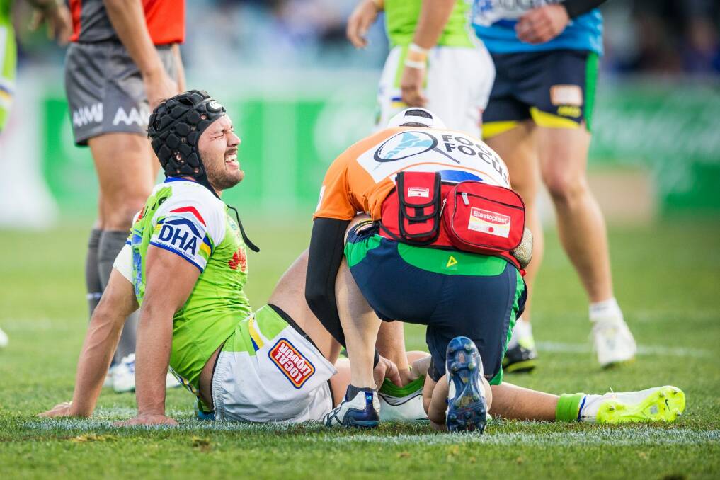 Jordan Rapana has been ruled out of this weekend's clash against the Broncos after suffering a leg injury against the Bulldogs. Photo: Matt Bedford