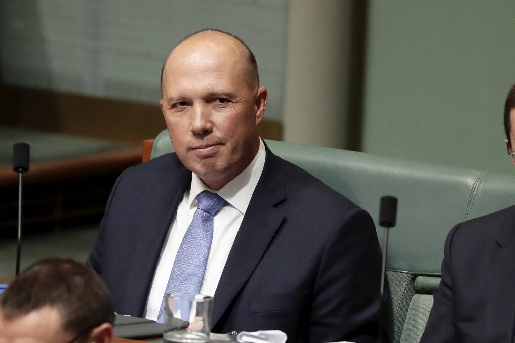 Peter Dutton, who will stand if a leadership spill goes ahead on Friday.  Photo: Alex Ellinghausen