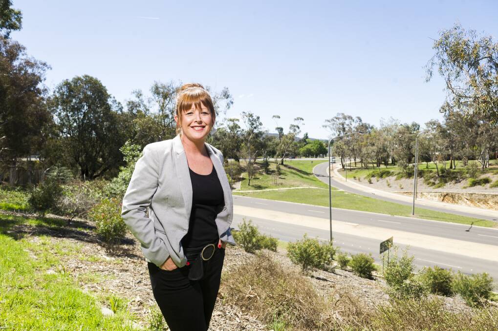 ACT executive director for the Property Council of Australia Adina Cirson stands next to the State Circle, the "compromise" route for light rail stage two.  Photo:  Dion Georgopoulos