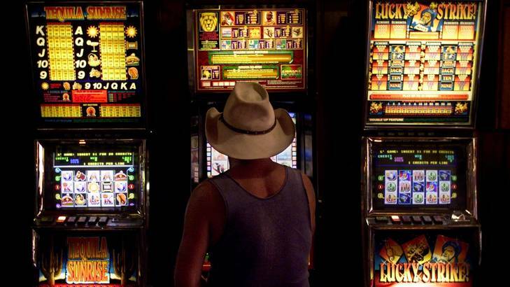 A man plays the pokies. Photo: Andrew Meares