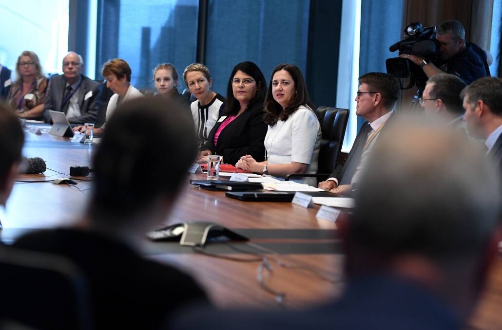 Premier Annastacia Palaszaczuk at Monday's roundtable. Photo: Dan Peled/AAP