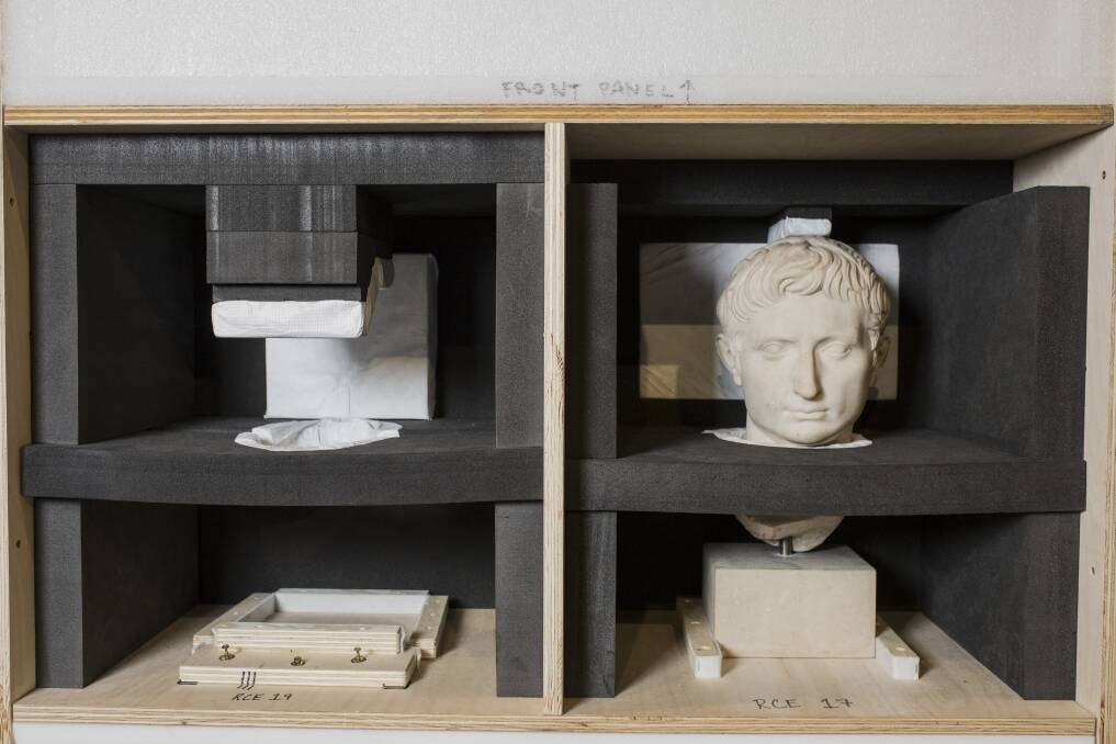 The statue of Augustus Caesar in its custom-made crate. Photo: Jamila Toderas