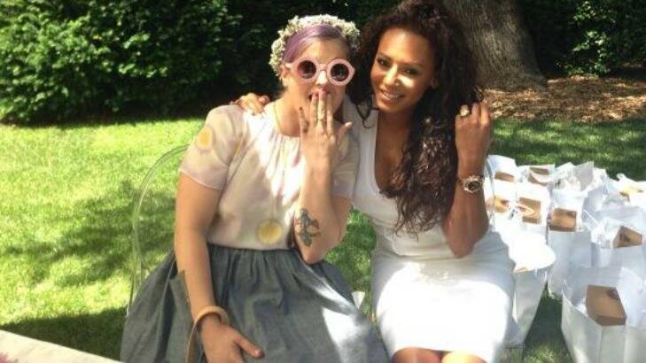 Cleo columnist Kelly Osbourne and former "The X Factor" judge Mel "Scary Spice" B were some of the guests invited to Kim's baby shower in the US. Photo: Twitter