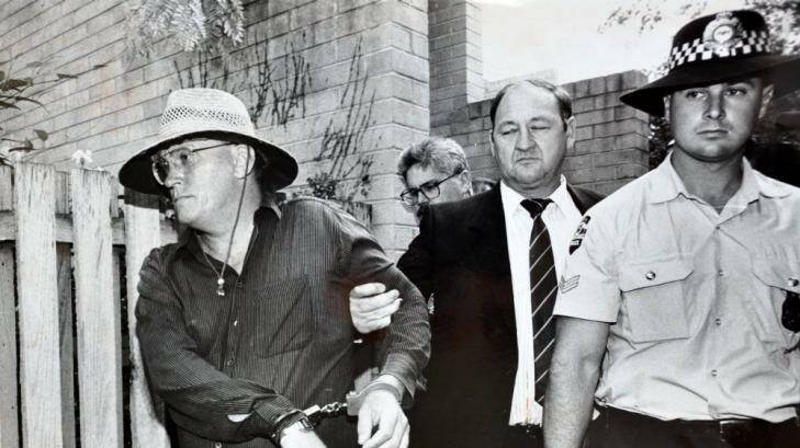 David Harold Eastman being arrested at his Reid flat in 1992 over the death of Colin Winchester. Photo: Graham Tidy