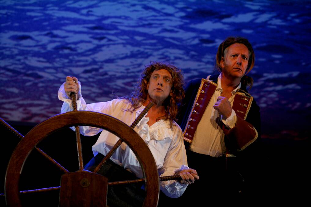 Simon Burke, left,  and Jonathan Biggins in the 2013 Wharf Revue. Photo: Tracey Schramm