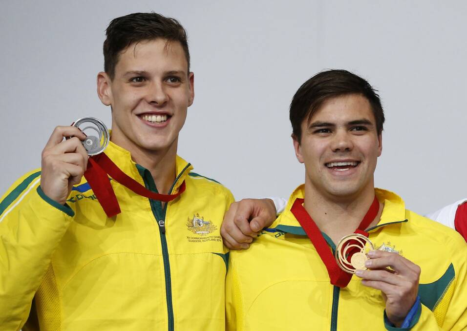 Silver medallist Mitch Larkin with gold medal winner Ben Treffers. Photo: Getty Images
