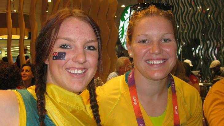 Casey Samuels, left, with her sister Dani Samuels at the London Olympics earlier this year.