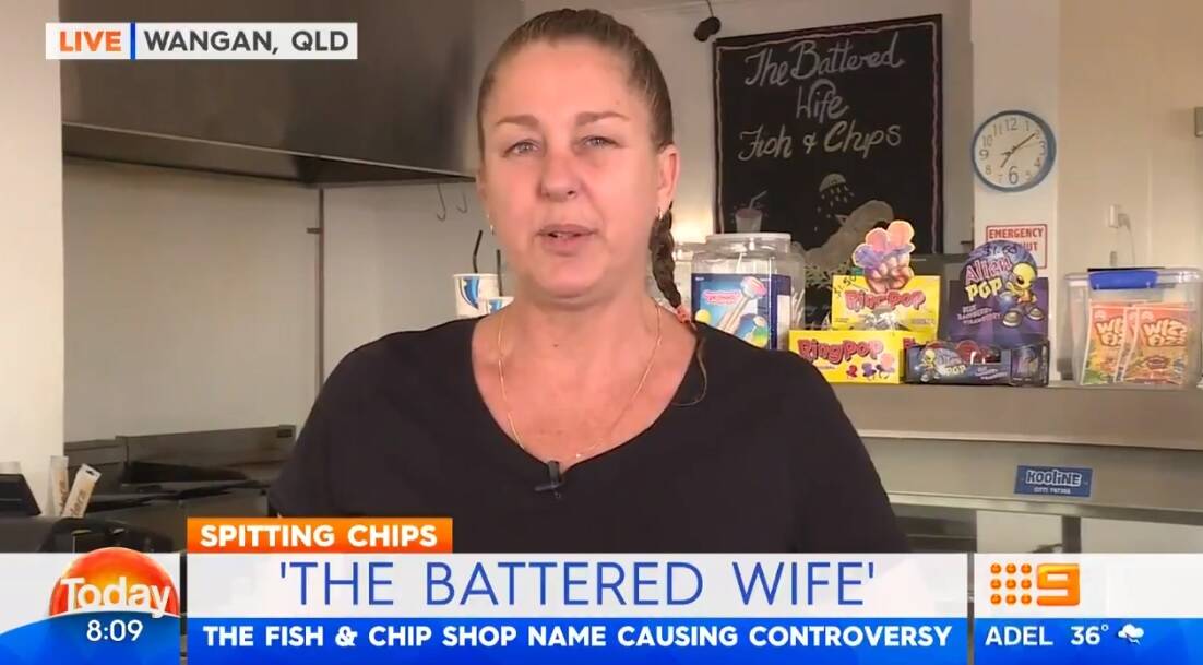 Carolyn Kerr, owner of The Battered Wife fish and chip shop in far north Queensland. Photo: Twitter/Nine Network