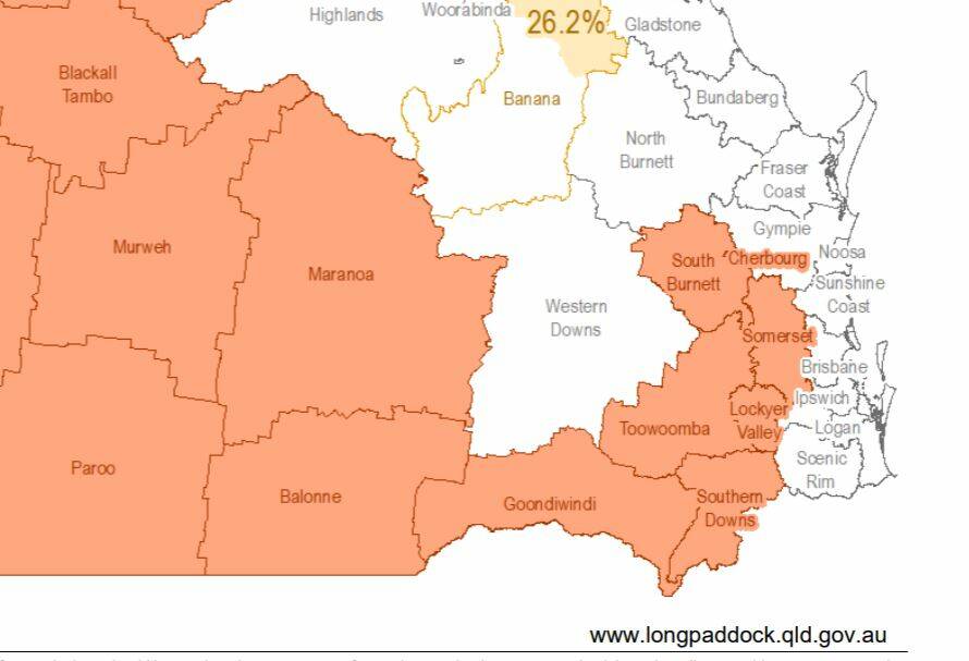 This map shows how close the drought conditions are to the south-east corner of the state. Photo: supplied