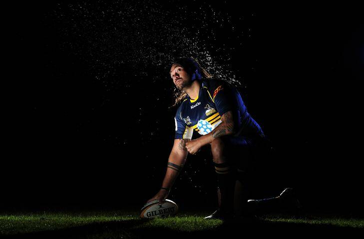 Fotu Auelua, who will make his Super Rugby debut for the Brumbies tomorrow night, has been compared to Wallabies great Toutai Kefu by former ACT coach Eddie Jones. Photo: Stuart Walmsley